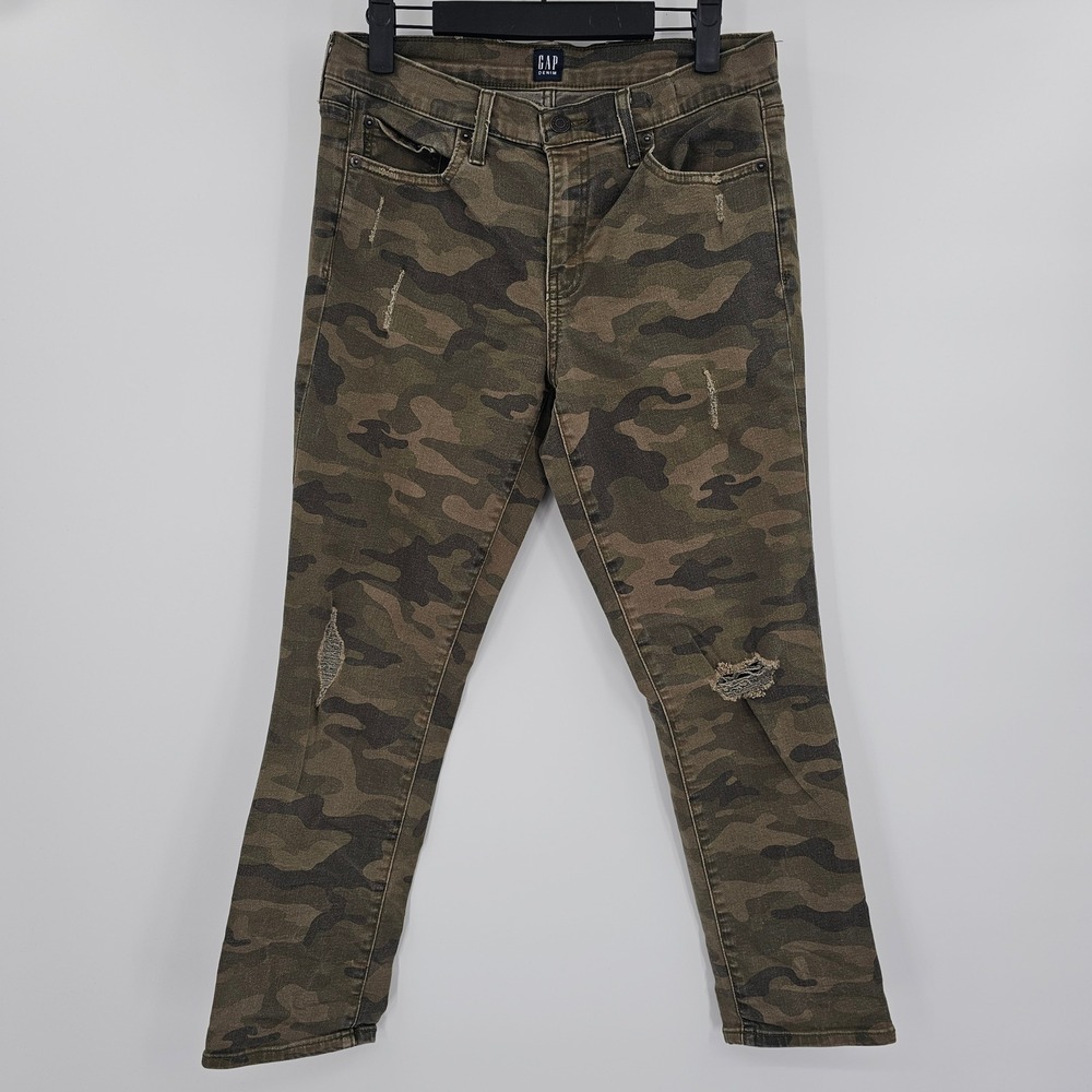 GAP Womens Size 28‎ Camo Distressed Best Girlfriend Jeans 26 Inch Inseam Cropped